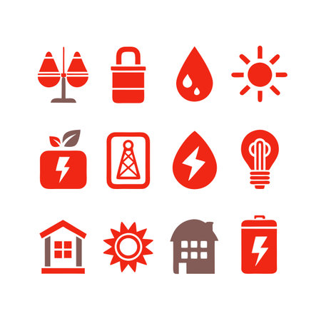 Energy and Power Icon Set Collection Vector for UI Documents Websites and Mobile Applicationsのイラスト素材