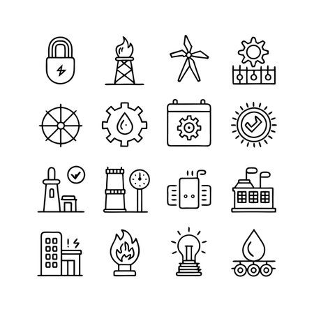 Energy and Power Icon Set Collection Vector for UI Documents Websites and Mobile Applicationsのイラスト素材