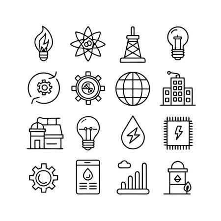 Energy and Power Icon Set Collection Vector for UI Documents Websites and Mobile Applicationsのイラスト素材