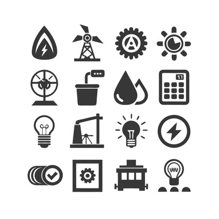 Energy and Power Icon Set Collection Vector for UI Documents Websites and Mobile Applicationsのイラスト素材