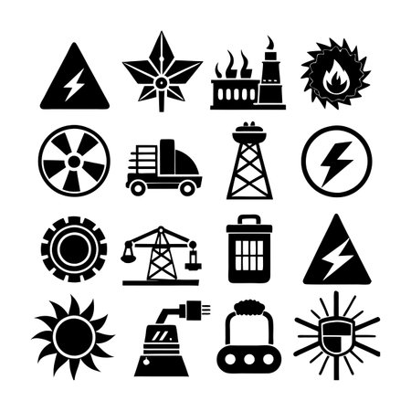 Energy and Power Icon Set Collection Vector for UI Documents Websites and Mobile Applicationsのイラスト素材