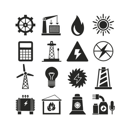 Energy and Power Icon Set Collection Vector for UI Documents Websites and Mobile Applicationsのイラスト素材