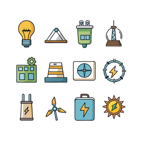 Energy and Power Icon Set Collection Vector for UI Documents Websites and Mobile Applicationsのイラスト素材