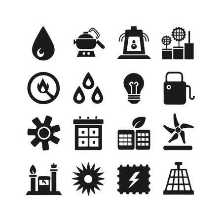 Energy and Power Icon Set Collection Vector for UI Documents Websites and Mobile Applicationsのイラスト素材