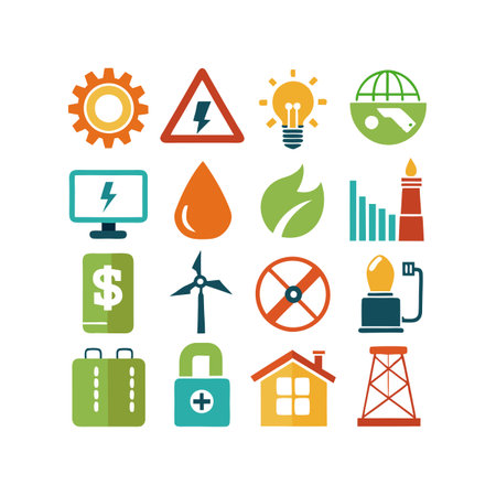 Energy and Power Icon Set Collection Vector for UI Documents Websites and Mobile Applicationsのイラスト素材