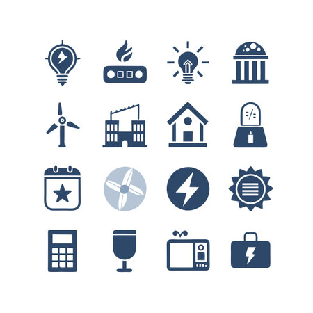 Energy and Power Icon Set Collection Vector for UI Documents Websites and Mobile Applicationsのイラスト素材