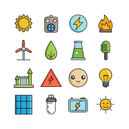Energy and Power Icon Set Collection Vector for UI Documents Websites and Mobile Applicationsのイラスト素材