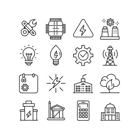 Energy and Power Icon Set Collection Vector for UI Documents Websites and Mobile Applicationsのイラスト素材