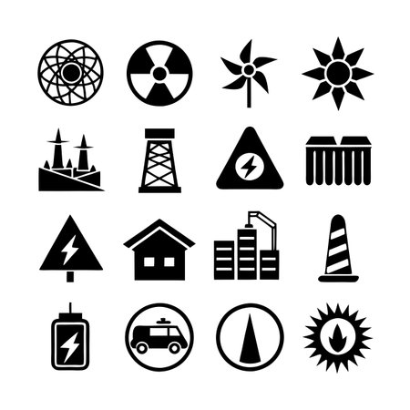 Energy and Power Icon Set Collection Vector for UI Documents Websites and Mobile Applicationsのイラスト素材