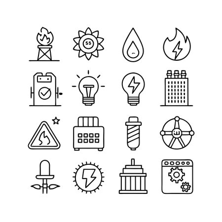 Energy and Power Icon Set Collection Vector for UI Documents Websites and Mobile Applicationsのイラスト素材