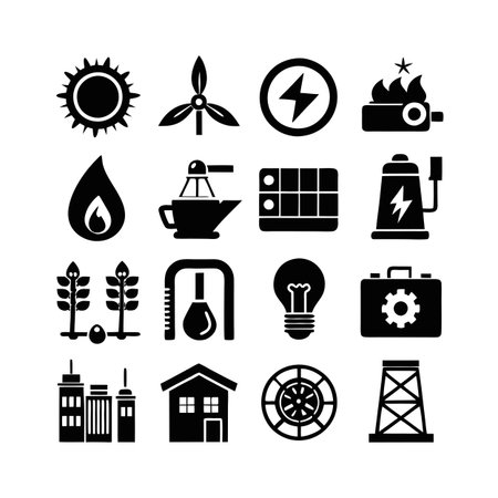 Energy and Power Icon Set Collection Vector for UI Documents Websites and Mobile Applicationsのイラスト素材