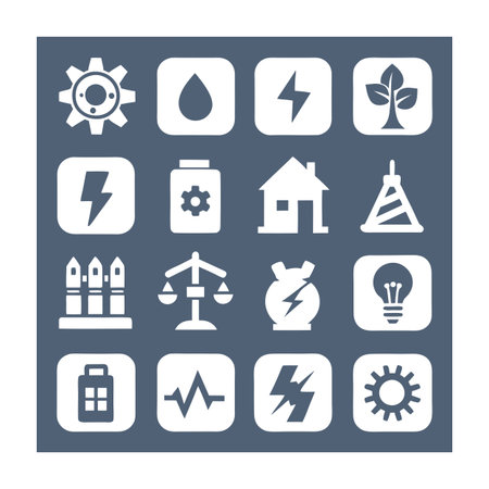 Energy and Power Icon Set Collection Vector for UI Documents Websites and Mobile Applicationsのイラスト素材