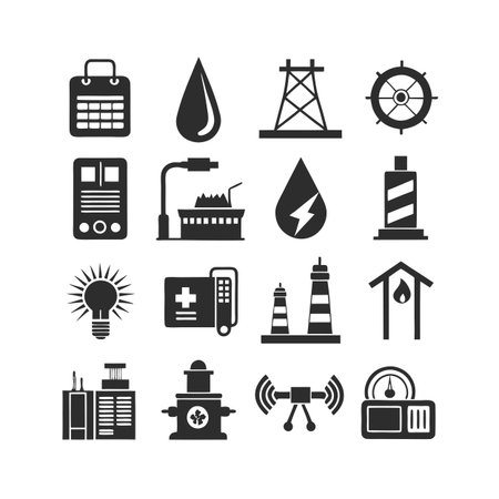 Energy and Power Icon Set Collection Vector for UI Documents Websites and Mobile Applicationsのイラスト素材