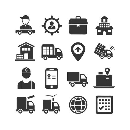 Logistics and Delivery Icon Set Collection Vector for UI Documents Websites and Mobile Applicationsのイラスト素材