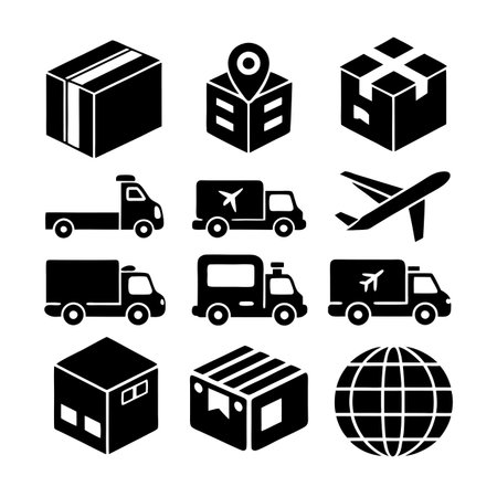 Logistics and Delivery Icon Set Collection Vector for UI Documents Websites and Mobile Applicationsのイラスト素材