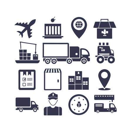 Logistics and Delivery Icon Set Collection Vector for UI Documents Websites and Mobile Applicationsのイラスト素材