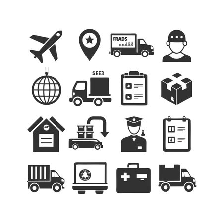 Logistics and Delivery Icon Set Collection Vector for UI Documents Websites and Mobile Applicationsのイラスト素材