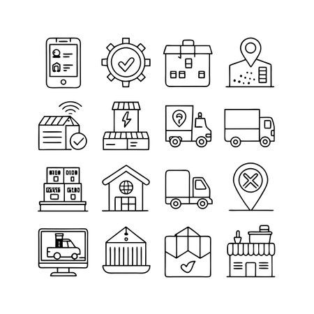Logistics and Delivery Icon Set Collection Vector for UI Documents Websites and Mobile Applicationsのイラスト素材