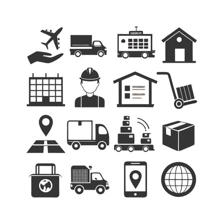 Logistics and Delivery Icon Set Collection Vector for UI Documents Websites and Mobile Applicationsのイラスト素材