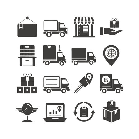 Logistics and Delivery Icon Set Collection Vector for UI Documents Websites and Mobile Applicationsのイラスト素材