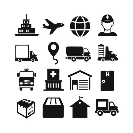 Logistics and Delivery Icon Set Collection Vector for UI Documents Websites and Mobile Applicationsのイラスト素材