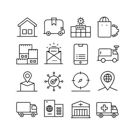 Logistics and Delivery Icon Set Collection Vector for UI Documents Websites and Mobile Applicationsのイラスト素材