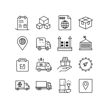 Logistics and Delivery Icon Set Collection Vector for UI Documents Websites and Mobile Applicationsのイラスト素材