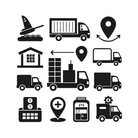Logistics and Delivery Icon Set Collection Vector for UI Documents Websites and Mobile Applicationsのイラスト素材