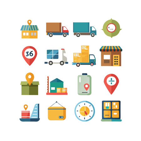 Logistics and Delivery Icon Set Collection Vector for UI Documents Websites and Mobile Applicationsのイラスト素材