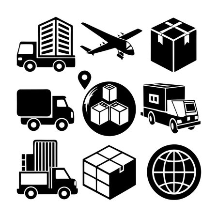 Logistics and Delivery Icon Set Collection Vector for UI Documents Websites and Mobile Applicationsのイラスト素材