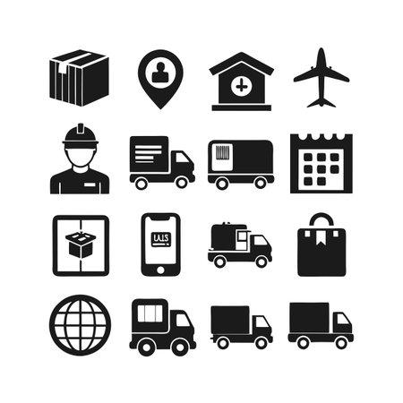 Logistics and Delivery Icon Set Collection Vector for UI Documents Websites and Mobile Applicationsのイラスト素材