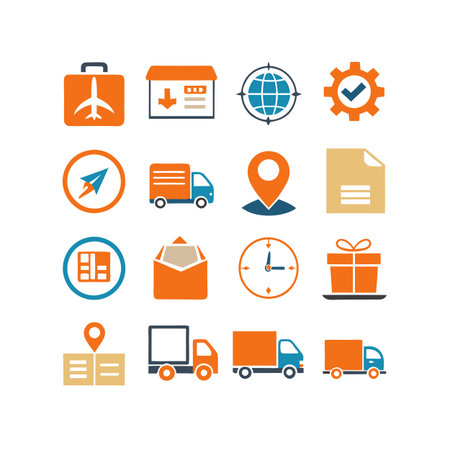 Logistics and Delivery Icon Set Collection Vector for UI Documents Websites and Mobile Applicationsのイラスト素材