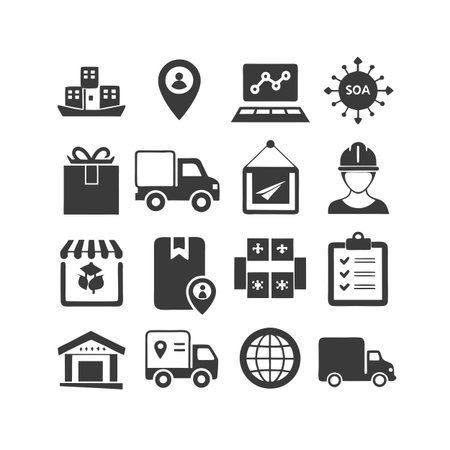 Logistics and Delivery Icon Set Collection Vector for UI Documents Websites and Mobile Applicationsのイラスト素材