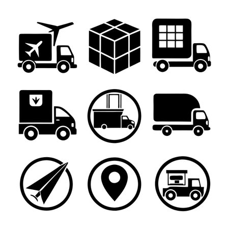 Logistics and Delivery Icon Set Collection Vector for UI Documents Websites and Mobile Applicationsのイラスト素材