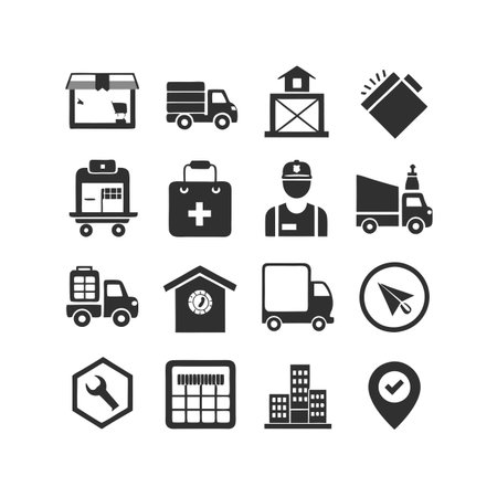 Logistics and Delivery Icon Set Collection Vector for UI Documents Websites and Mobile Applicationsのイラスト素材