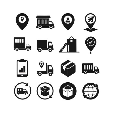 Logistics and Delivery Icon Set Collection Vector for UI Documents Websites and Mobile Applicationsのイラスト素材