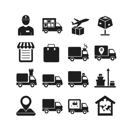 Logistics and Delivery Icon Set Collection Vector for UI Documents Websites and Mobile Applicationsのイラスト素材