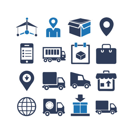 Logistics and Delivery Icon Set Collection Vector for UI Documents Websites and Mobile Applicationsのイラスト素材