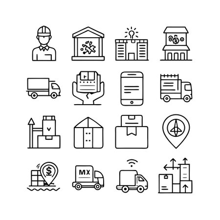 Logistics and Delivery Icon Set Collection Vector for UI Documents Websites and Mobile Applicationsのイラスト素材