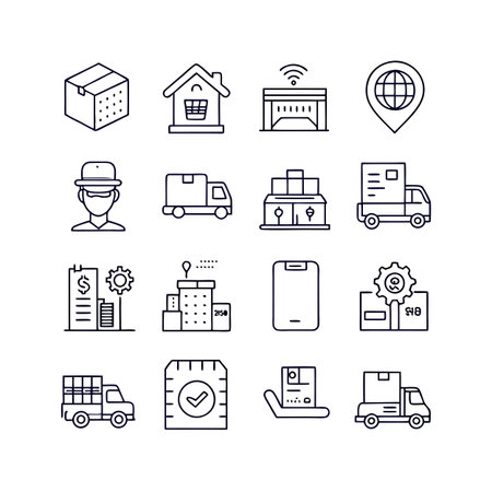 Logistics and Delivery Icon Set Collection Vector for UI Documents Websites and Mobile Applicationsのイラスト素材