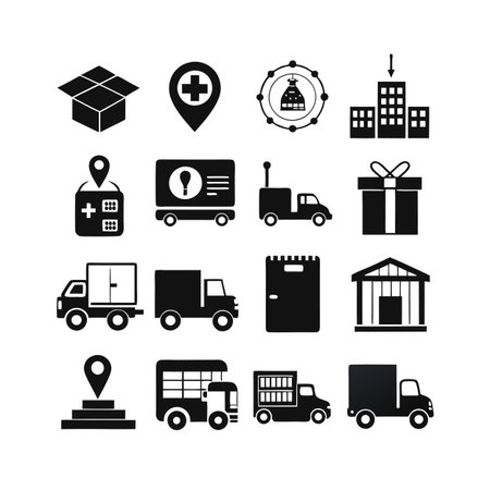 Logistics and Delivery Icon Set Collection Vector for UI Documents Websites and Mobile Applicationsのイラスト素材