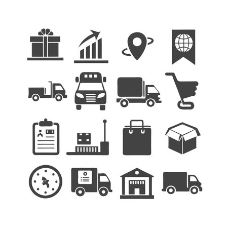 Logistics and Delivery Icon Set Collection Vector for UI Documents Websites and Mobile Applicationsのイラスト素材