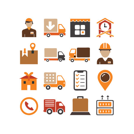 Logistics and Delivery Icon Set Collection Vector for UI Documents Websites and Mobile Applicationsのイラスト素材