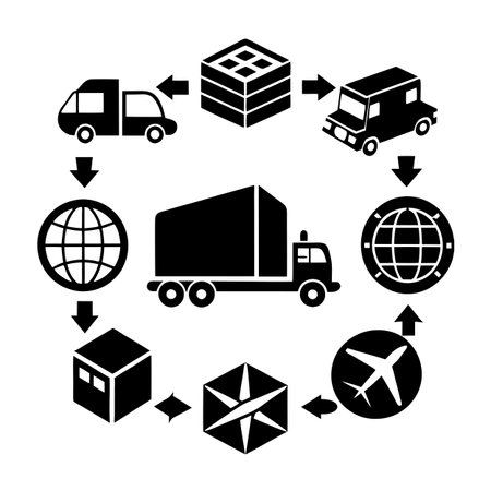 Logistics and Delivery Icon Set Collection Vector for UI Documents Websites and Mobile Applicationsのイラスト素材