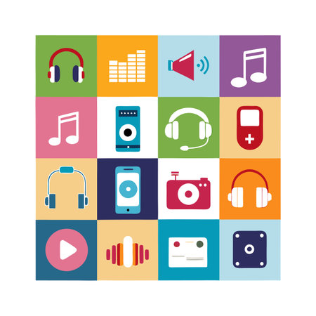 Music and Audio Icon Set Collection Vector for UI Documents Websites and Mobile Applications