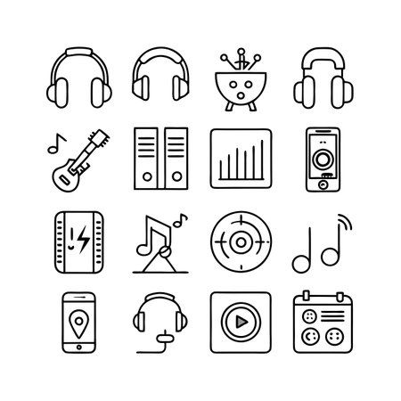 Music and Audio Icon Set Collection Vector for UI Documents Websites and Mobile Applicationsのイラスト素材