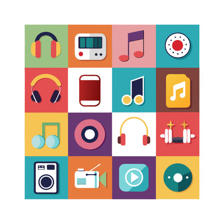 Music and Audio Icon Set Collection Vector for UI Documents Websites and Mobile Applicationsのイラスト素材