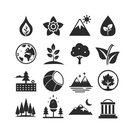 Nature and Environment Icon Set Collection Vector for UI Documents Websites and Mobile Applicationsのイラスト素材