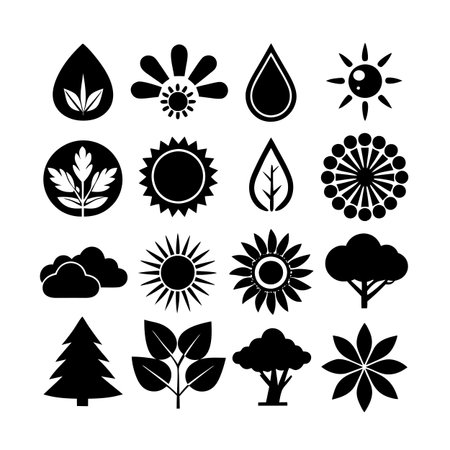 Nature and Environment Icon Set Collection Vector for UI Documents Websites and Mobile Applicationsのイラスト素材