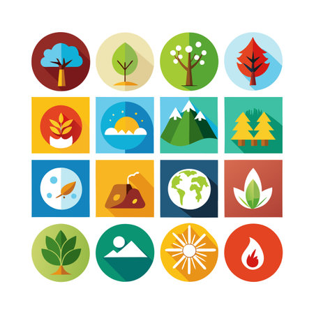 Nature and Environment Icon Set Collection Vector for UI Documents Websites and Mobile Applicationsのイラスト素材
